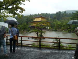 Kinkaku-ji...the Golden Pavillion...even on a rainy day, very beautiful